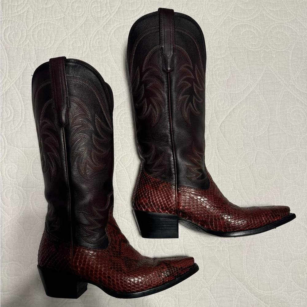 Burgundy Python boots - Picture 2 of 5